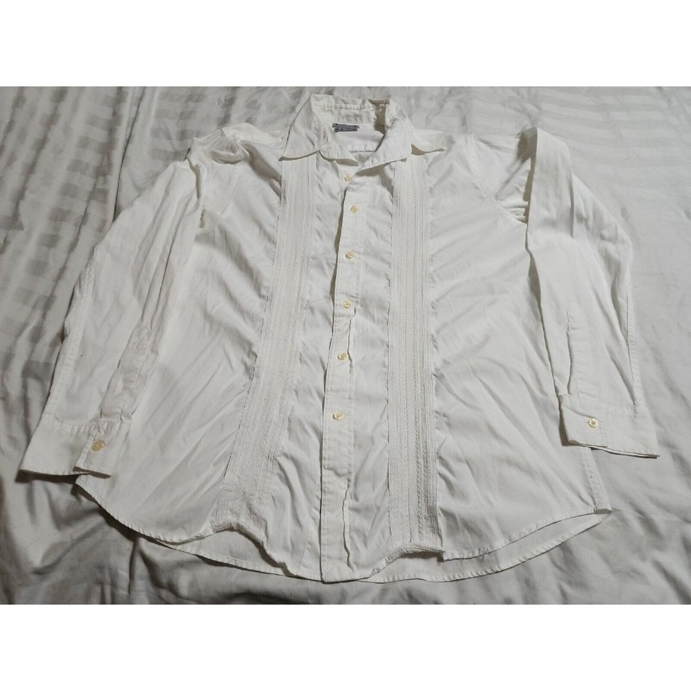 Lucky Brand Mens White Embroidered  Button Down Shirt Size L cotton long sleeve
